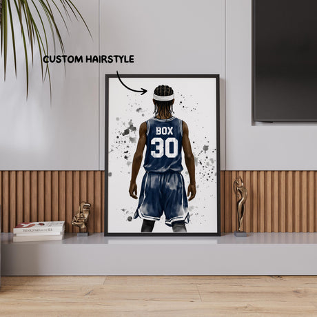 Watercolor basketball hoop print detail