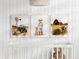 Farm Nursery Prints – Boy, Dog & Tractor, Custom Name Set of 3 — view 9