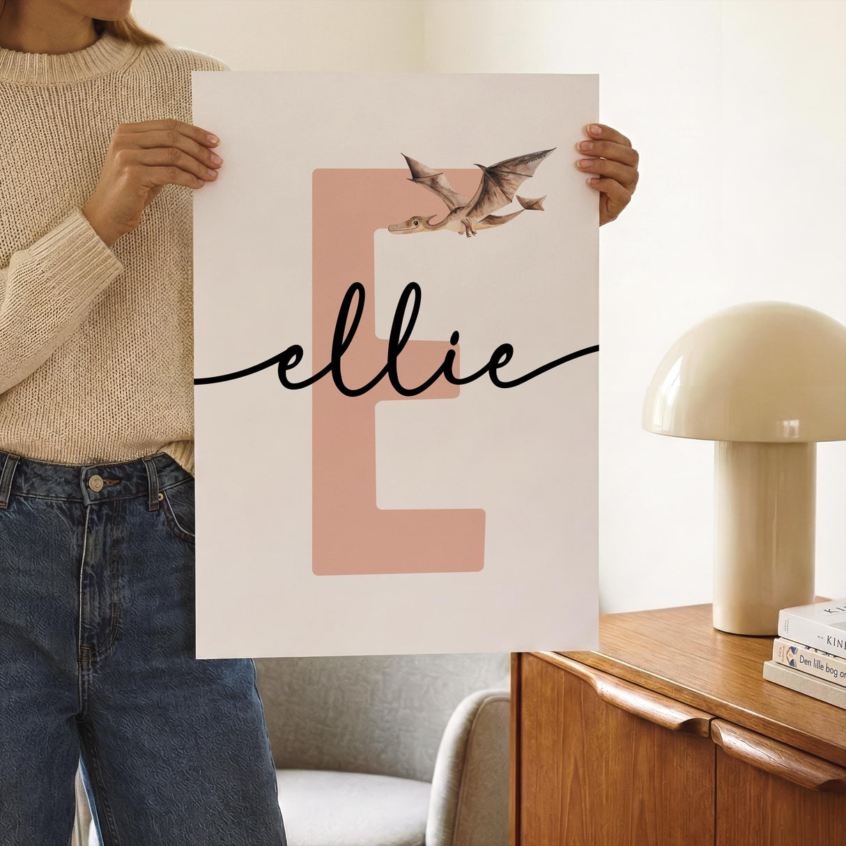Dinosaur Nursery Prints – Custom Initial & Name, Set of 3 — view 5