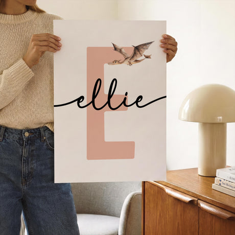 Dinosaur Nursery Prints – Custom Initial & Name, Set of 3 — view 5