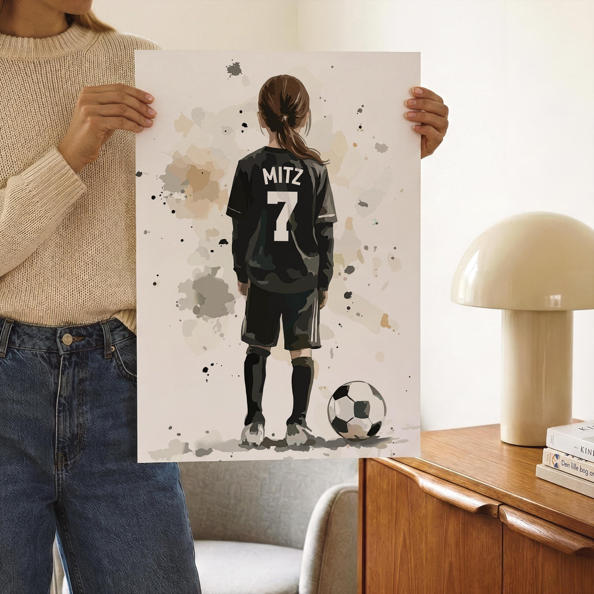 Soccer Girl Prints – Custom Name & Number, Watercolor Set of 3 — view 4