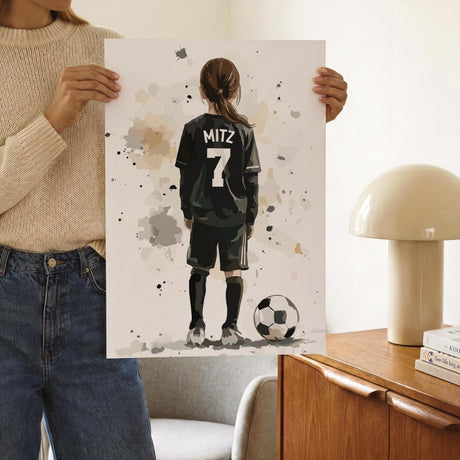 Soccer Girl Prints – Custom Name & Number, Watercolor Set of 3 — view 4