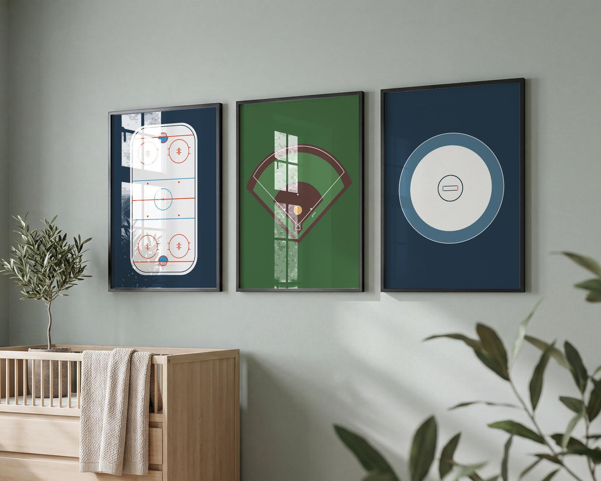 Minimalist sports field wall art designs overview