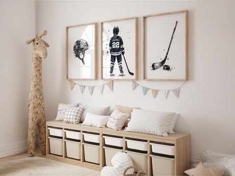 Girls Hockey Prints with Custom Name & Number – Set of 3 — view 5