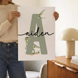 Personalized dinosaur wall art set of 3 for a kids room