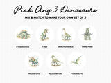 Personalized dinosaur wall art set of 3 for a kids room
